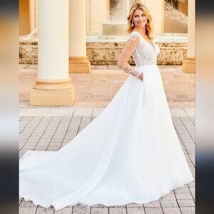 Chistina house of Wu White Long sleeve wedding bridal ball gown dress 10 12 14